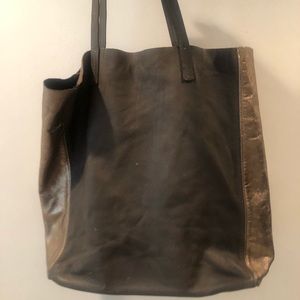 Eileen Fisher Grey and Gold Leather Tote